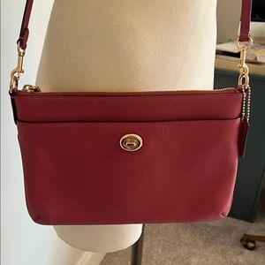Coach Red Leather Crossbody Bag with Gold Accents